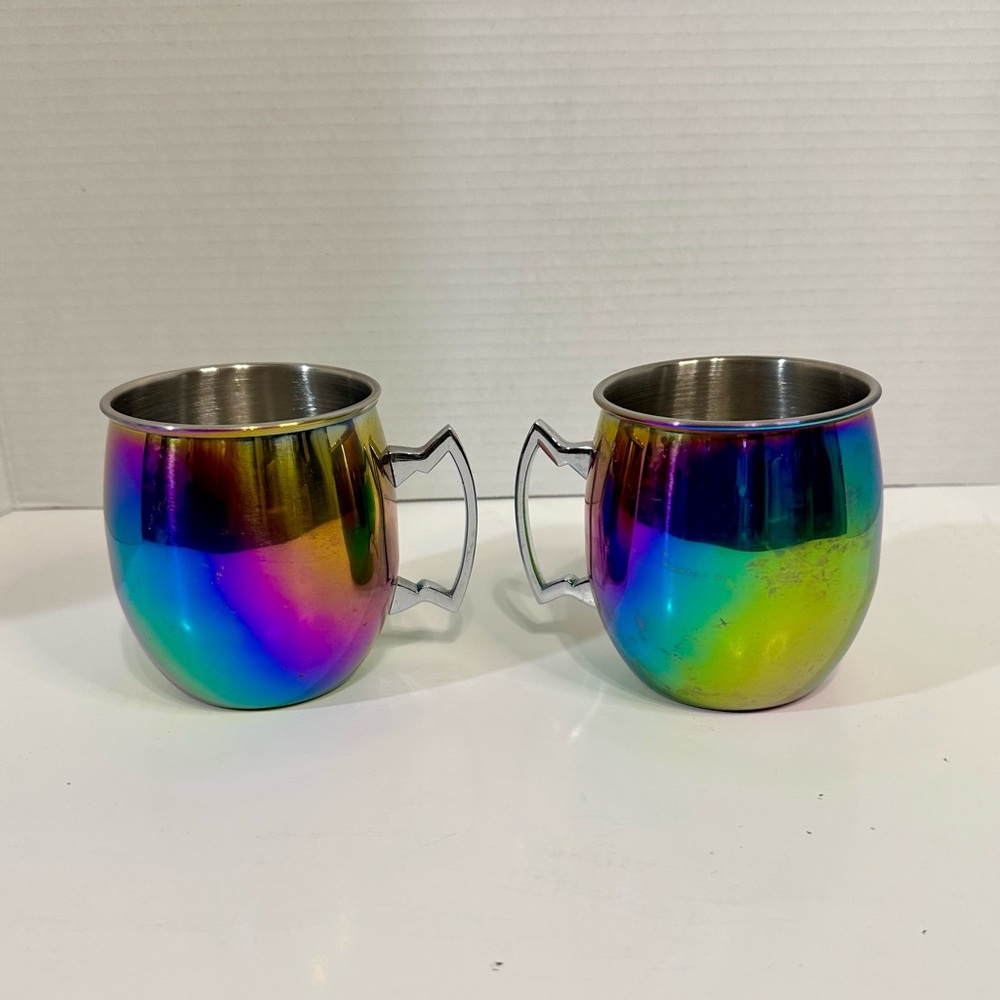 Thirstystone Titanium Rainbow‎ Mule Moscow Mugs 20oz. (Set Of 2) Pre-owned
